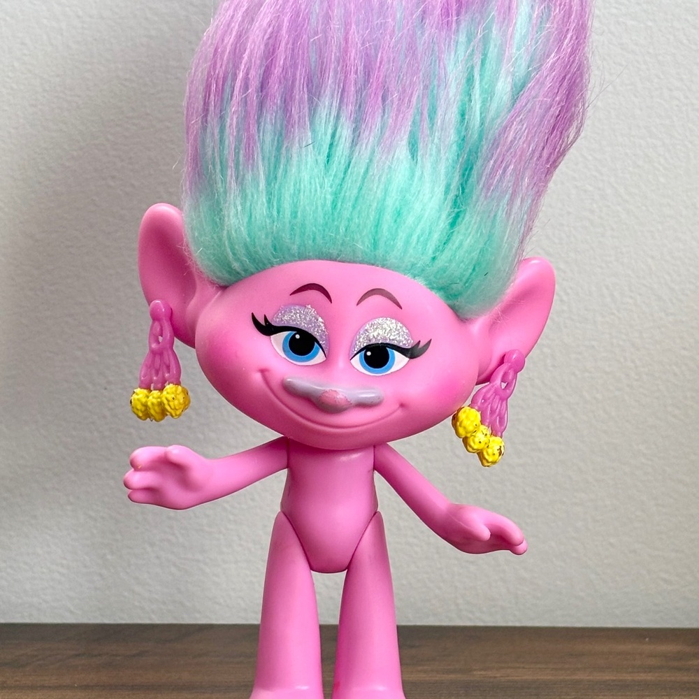 Dreamworks TROLLS SATIN PINK Chenille Doll Posable Figure Toy 2015 #B6563